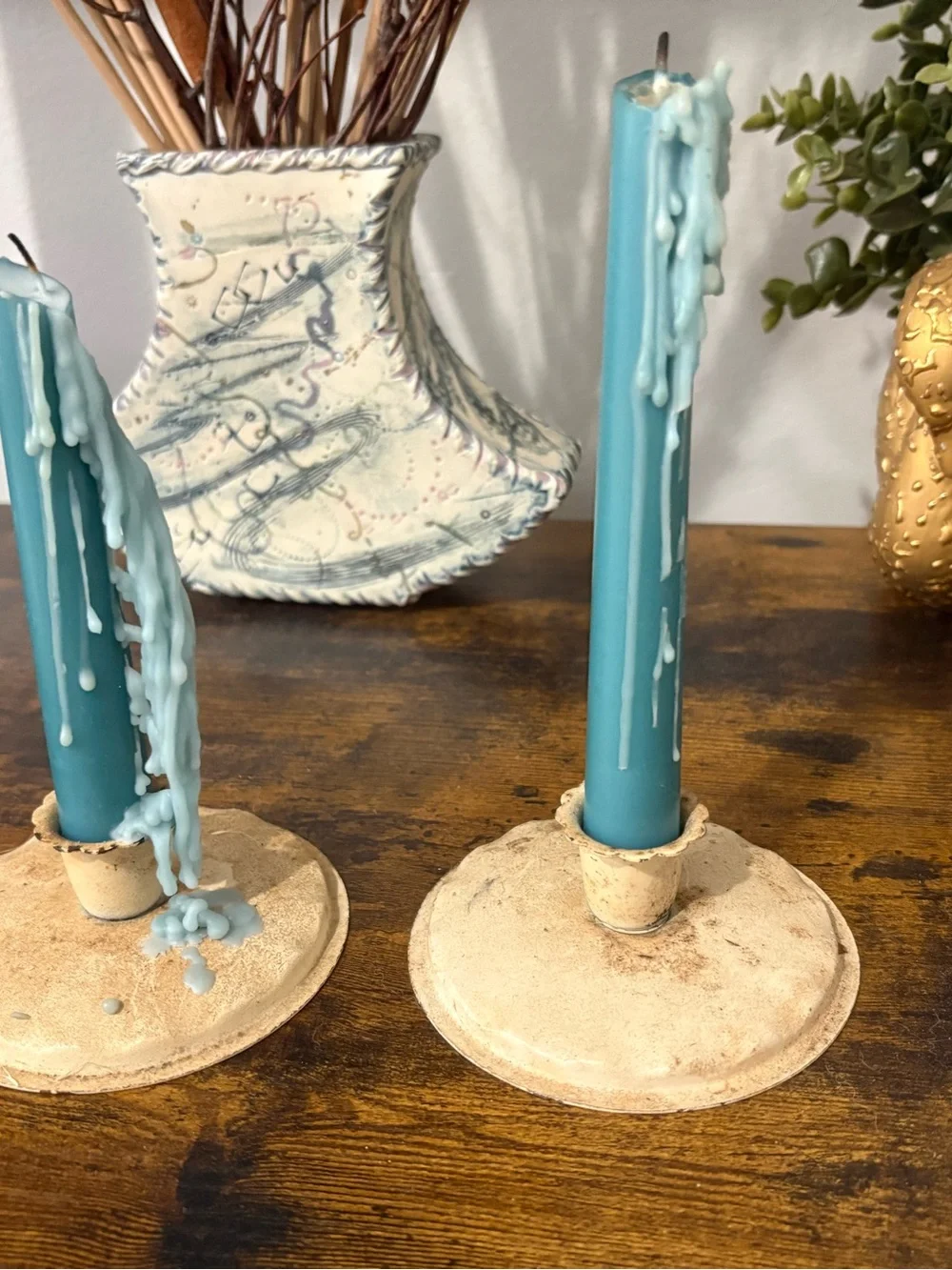 Vintage Rustic Taper Candle Holders - Home Accents